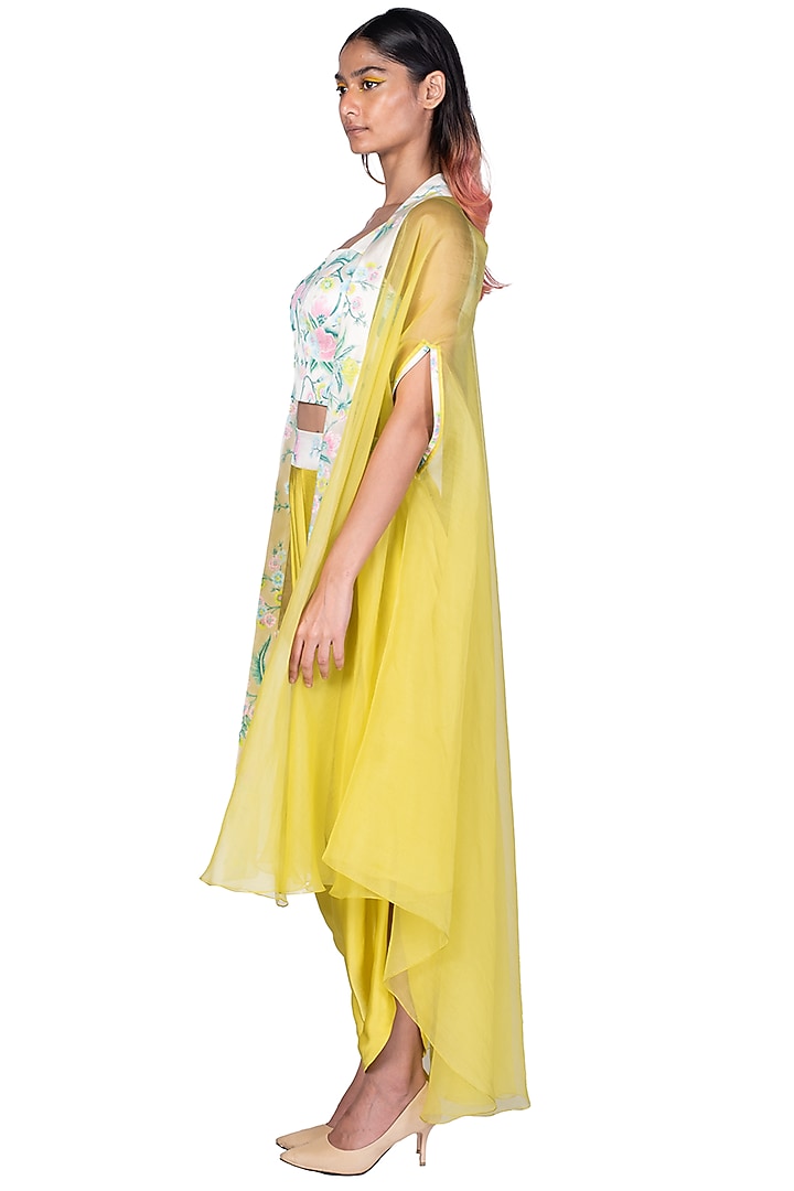 Neon Yellow Hand Painted Throw Jacket Set by Dev R Nil at Pernia's Pop Up Shop
