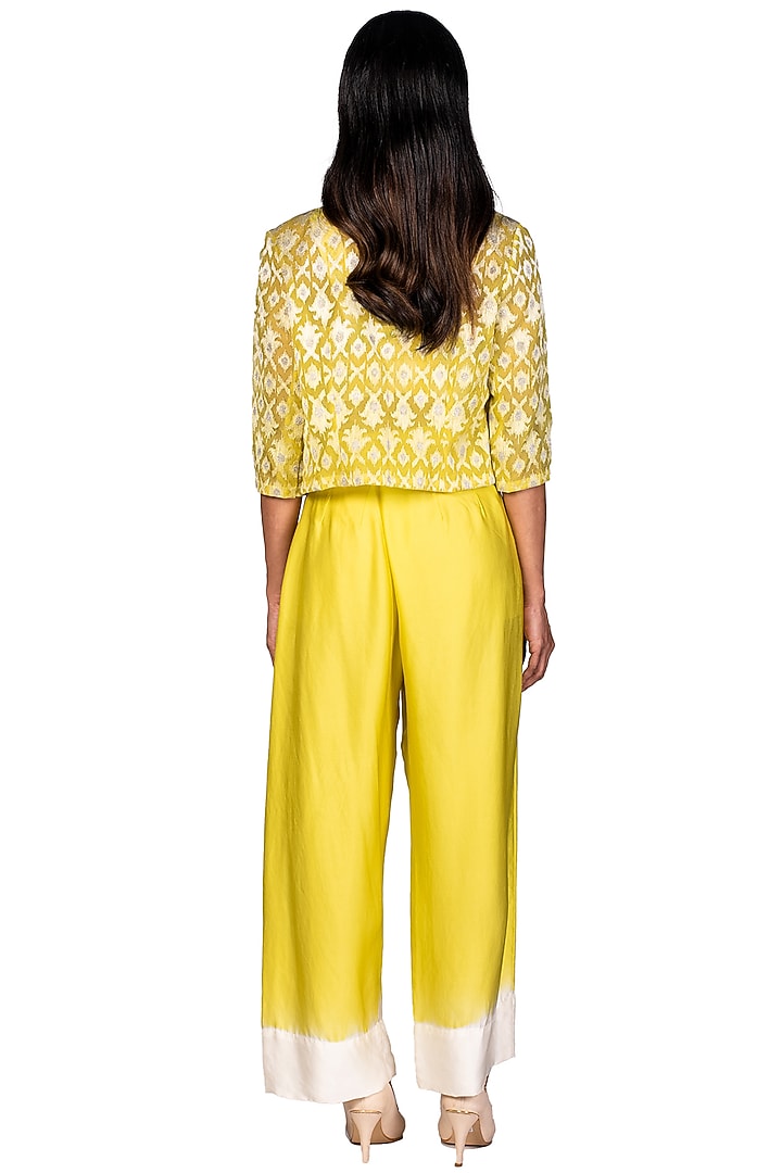 Neon Yellow Embroidered Jacket Set by Dev R Nil at Pernia's Pop Up Shop