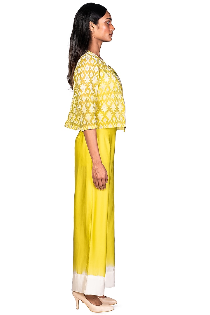 Neon Yellow Embroidered Jacket Set by Dev R Nil at Pernia's Pop Up Shop
