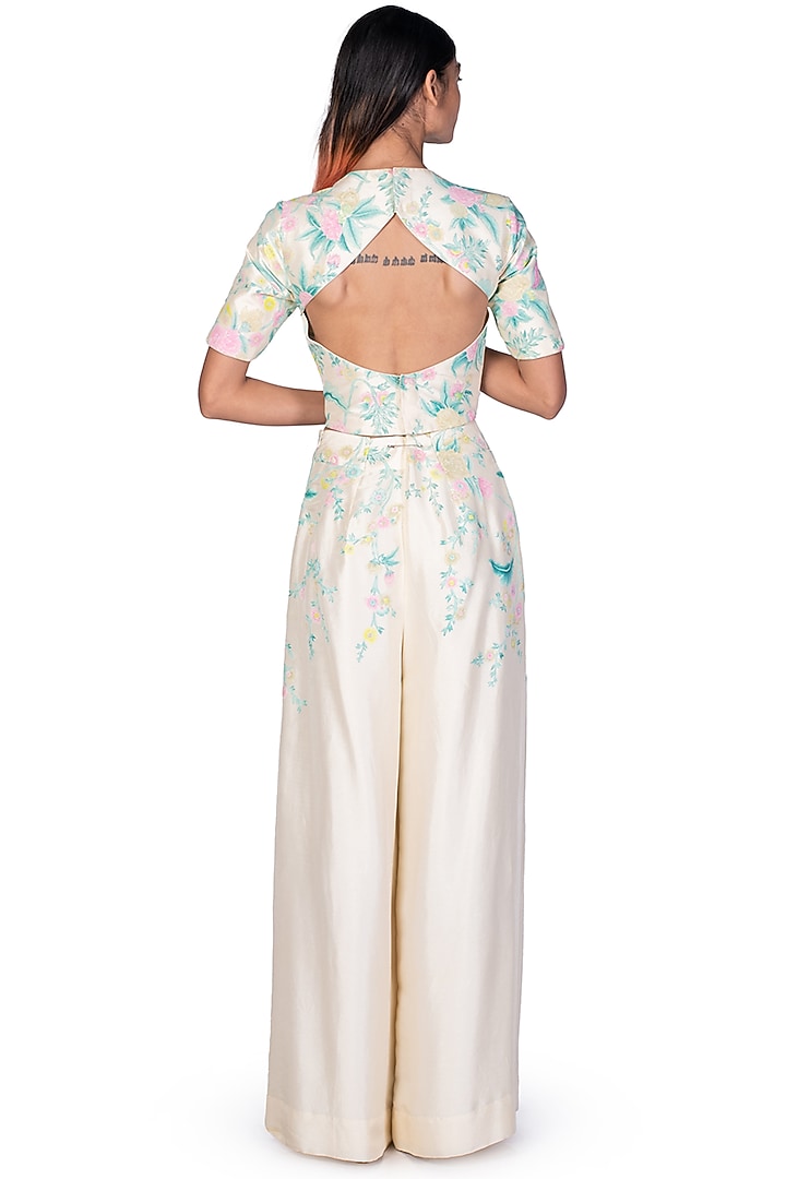 Off-White Hand Painted Flared Pant Set by Dev R Nil at Pernia's Pop Up Shop