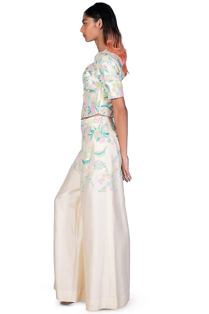 Off-White Hand Painted Flared Pant Set by Dev R Nil at Pernia's Pop Up Shop