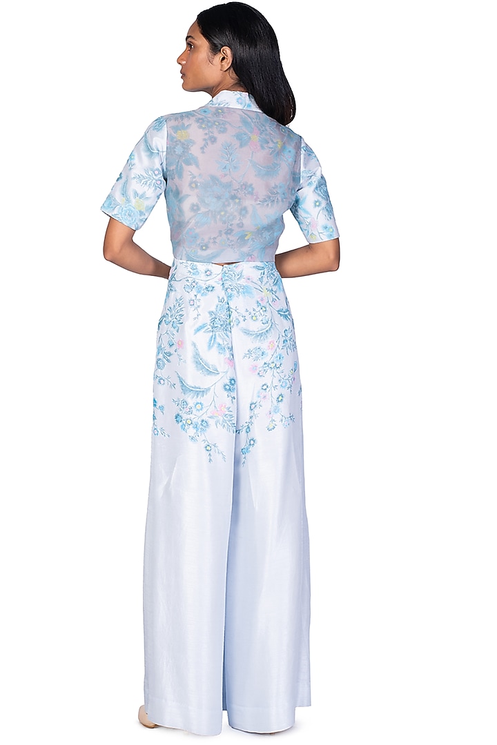 Light Blue Hand Painted Pant Set by Dev R Nil at Pernia's Pop Up Shop