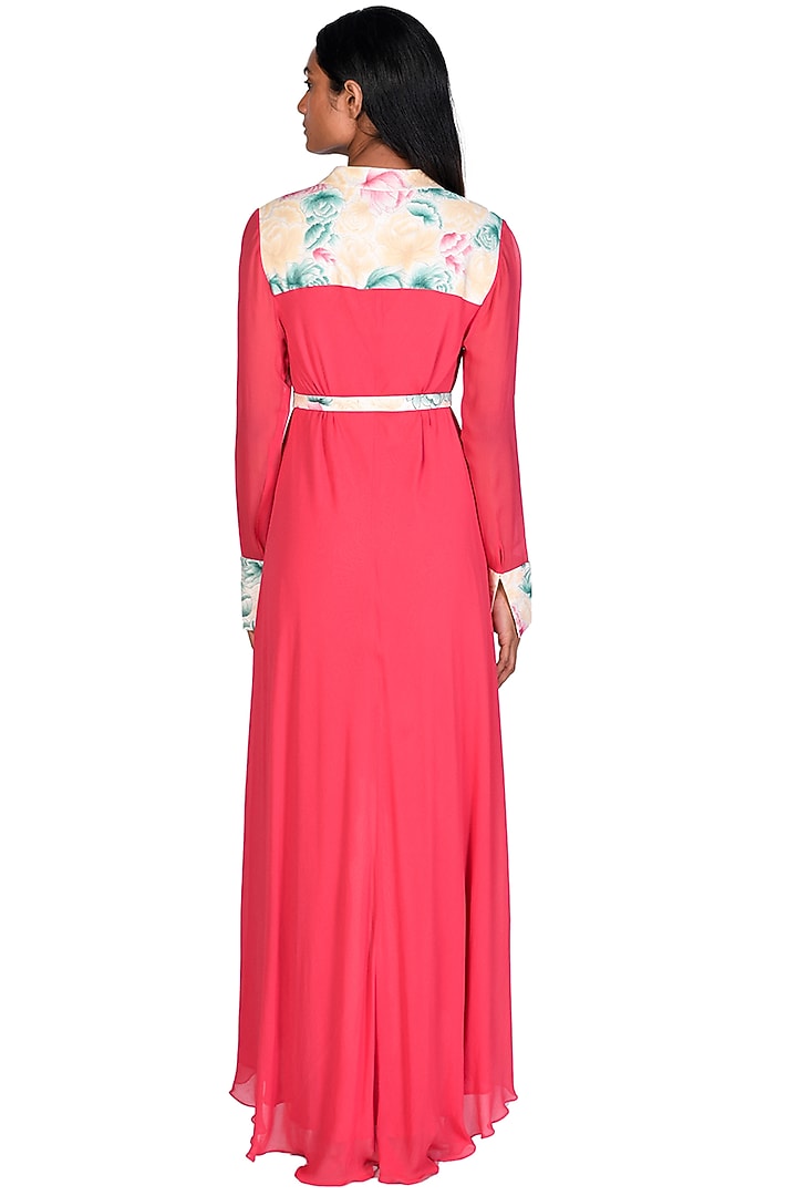 Coral Hand Painted Cocktail Shirt Dress by Dev R Nil at Pernia's Pop Up Shop
