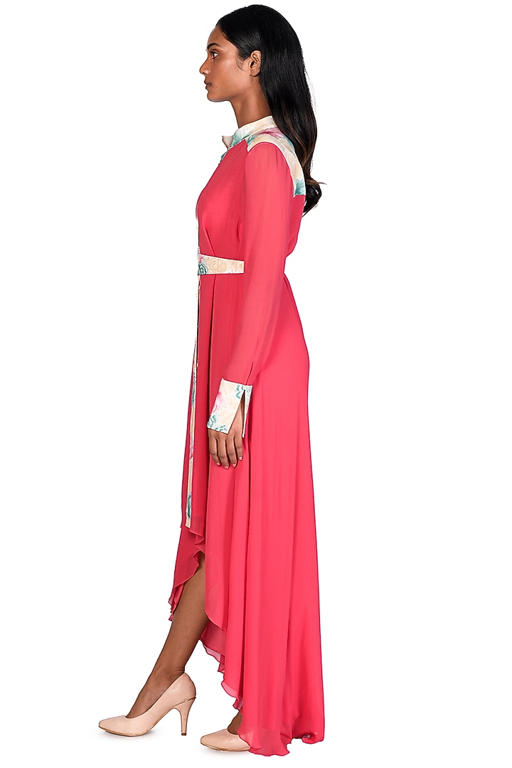 Coral Hand Painted Cocktail Shirt Dress by Dev R Nil at Pernia's Pop Up Shop