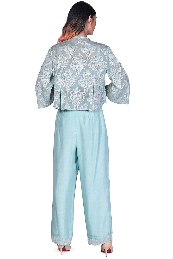 Mint Embroidered Pant Set by Dev R Nil at Pernia's Pop Up Shop