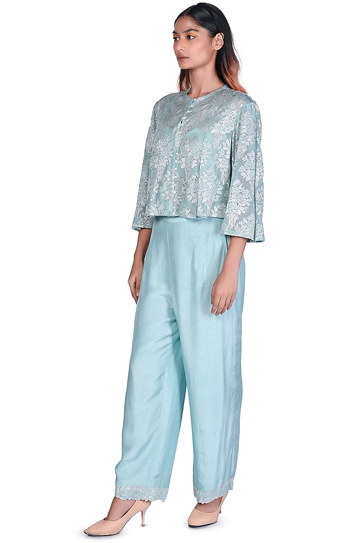 Mint Embroidered Pant Set by Dev R Nil at Pernia's Pop Up Shop