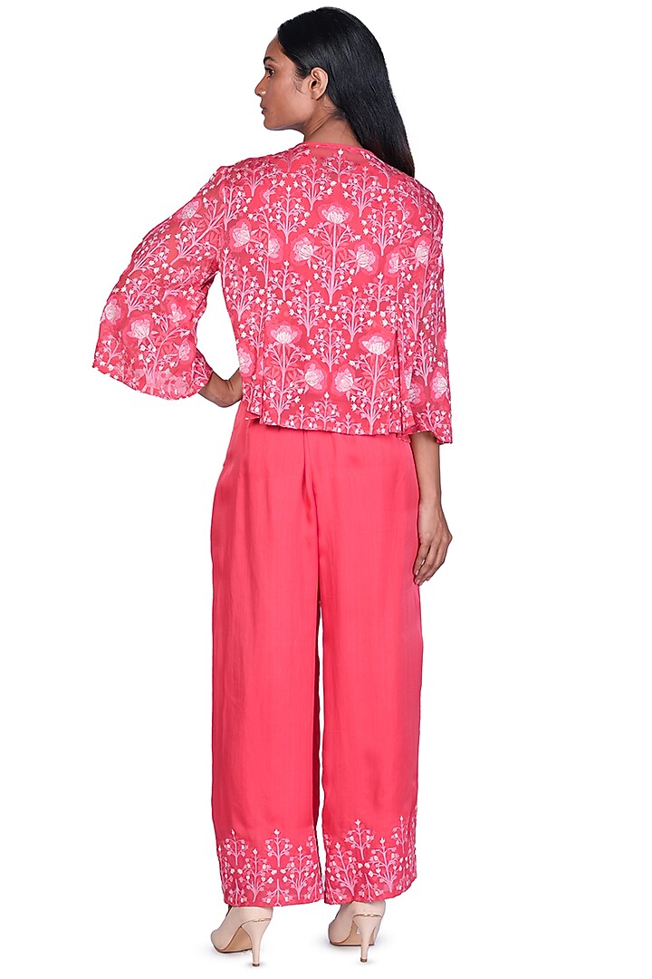 Coral Embroidered Pant Set by Dev R Nil at Pernia's Pop Up Shop