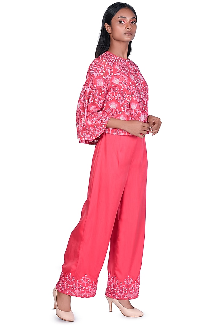 Coral Embroidered Pant Set by Dev R Nil at Pernia's Pop Up Shop
