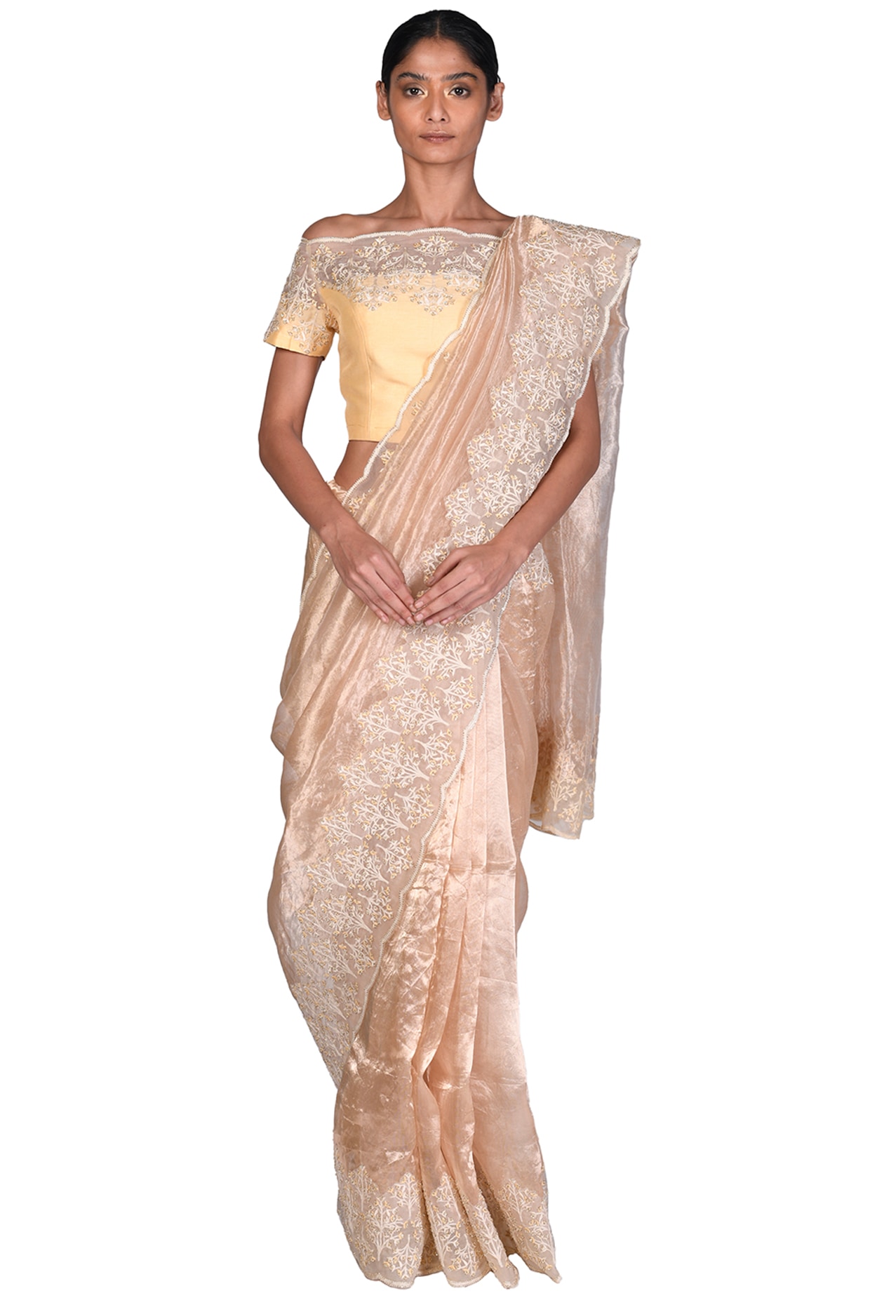 Palakka mala design on Tissue Saree | Kerala saree blouse designs, Set saree,  Saree