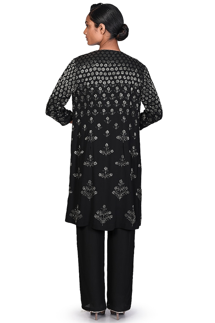 Black Embroidered Jacket Set by Dev R Nil at Pernia's Pop Up Shop