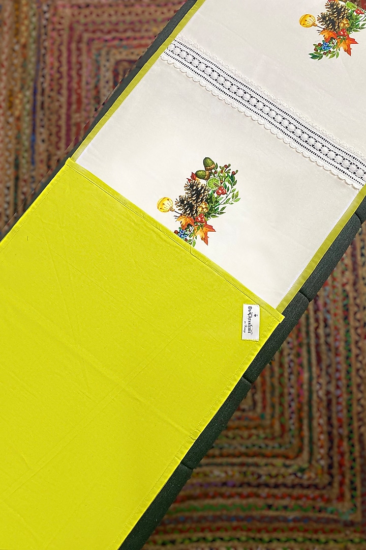 White Organic Cotton Christmas Noel Printed Table Runner by DE CHEVALERiE en Rouge at Pernia's Pop Up Shop