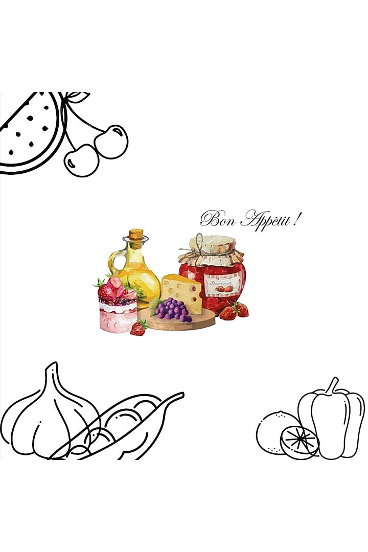 White Organic Cotton Rose Macaron Printed Table Napkin Set by DE CHEVALERiE en Rouge at Pernia's Pop Up Shop