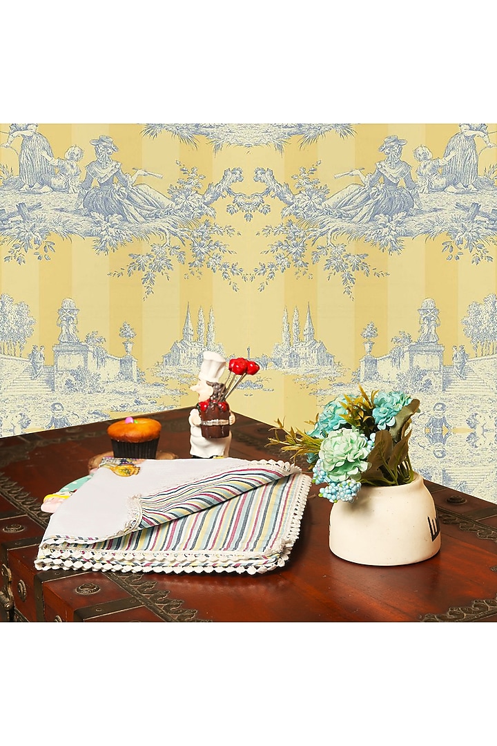 White Organic Cotton Crimson Easter Table Napkin Set by DE CHEVALERiE en Rouge at Pernia's Pop Up Shop