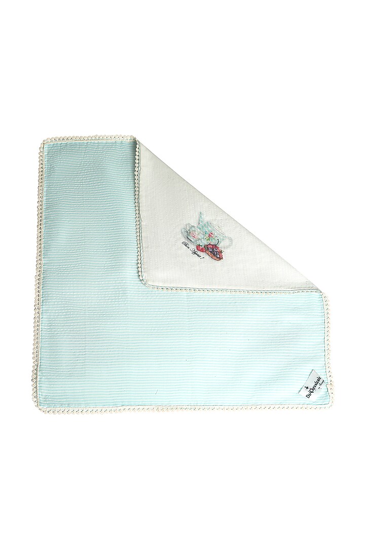 White Organic Cotton Persian Ocher Printed Table Napkin Set by DE CHEVALERiE en Rouge at Pernia's Pop Up Shop