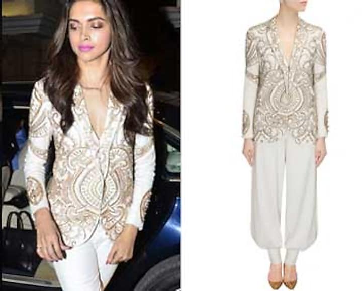 Ivory bead and zari embroidered blazer available only at Pernia's Pop Up Shop.