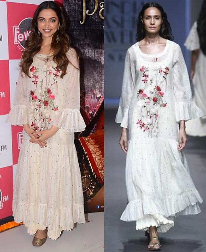 White embroidered gathered dress with anarkali available only at Pernia's Pop Up Shop.