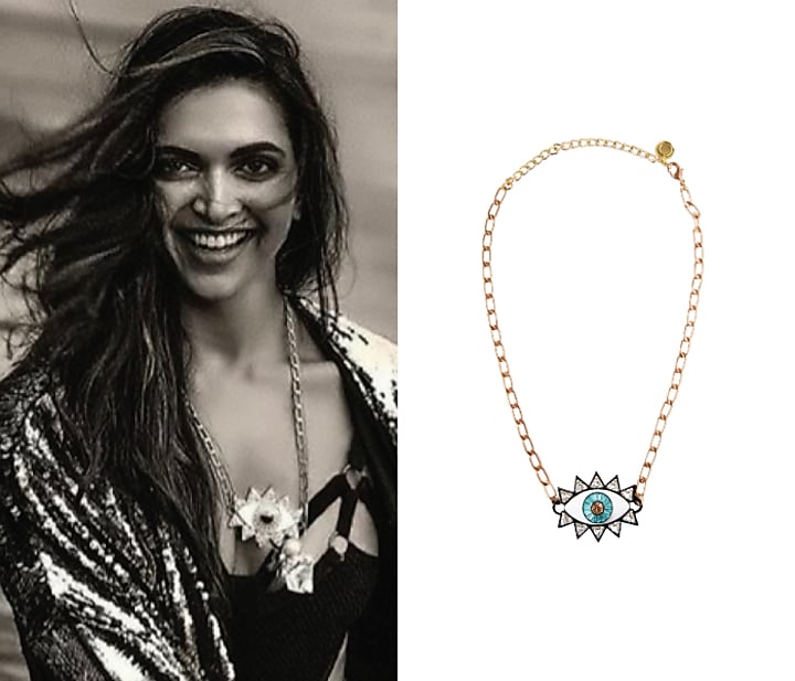 The Evil eye necklace with rose gold plating and swarvoski crystals available only at Pernia's Pop Up Shop.