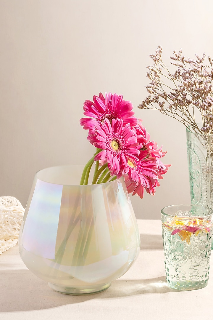 White Barle Glass Vase by The 7 Dekor at Pernia's Pop Up Shop