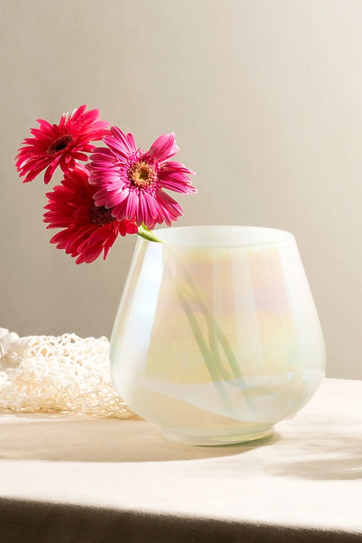 White Barle Glass Vase by The 7 Dekor at Pernia's Pop Up Shop