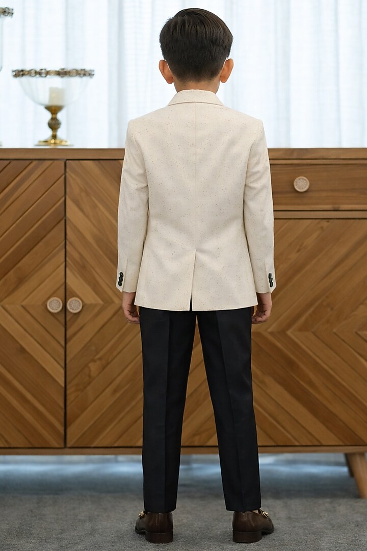 White Blended Tuxedo Set For Boys by Devils N Angels at Pernia's Pop Up Shop