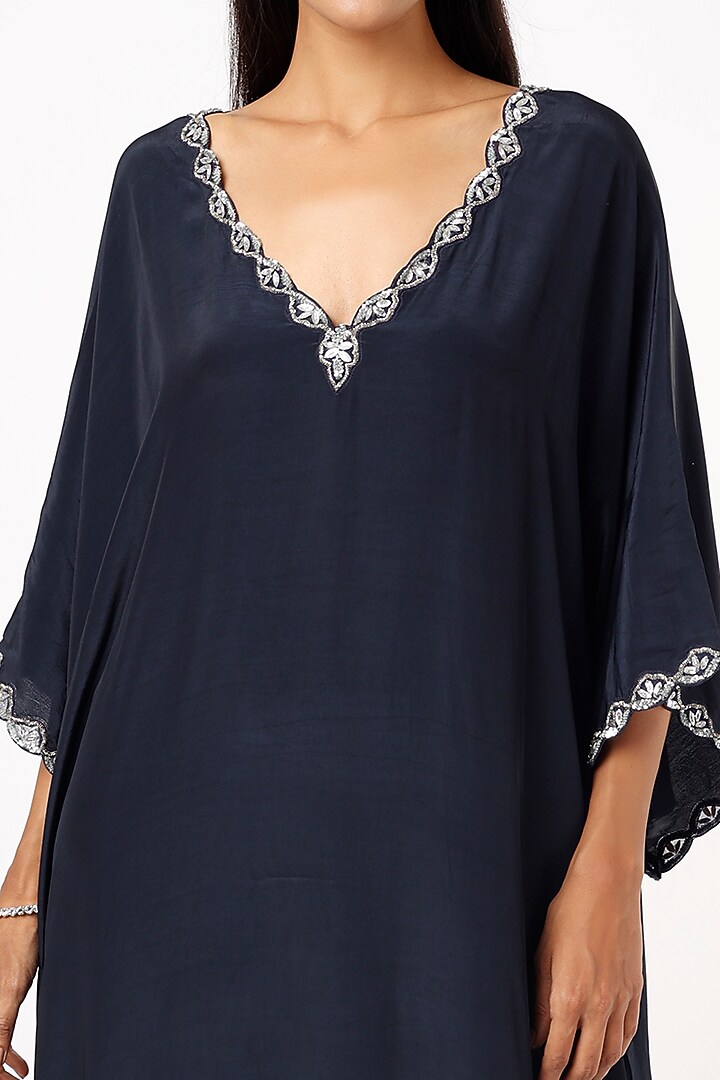 Crayon Navy Blue & White Tie-Dyed Kaftan Set by Dev R Nil at Pernia's Pop Up Shop