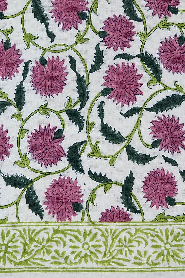 White Cotton Hand Block Printed Bedsheet (Set of 3) by Design Gaatha at Pernia's Pop Up Shop
