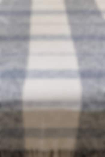 Cream & Beige Cotton Stripes Handloom Woven Bedcover by Design Gaatha
