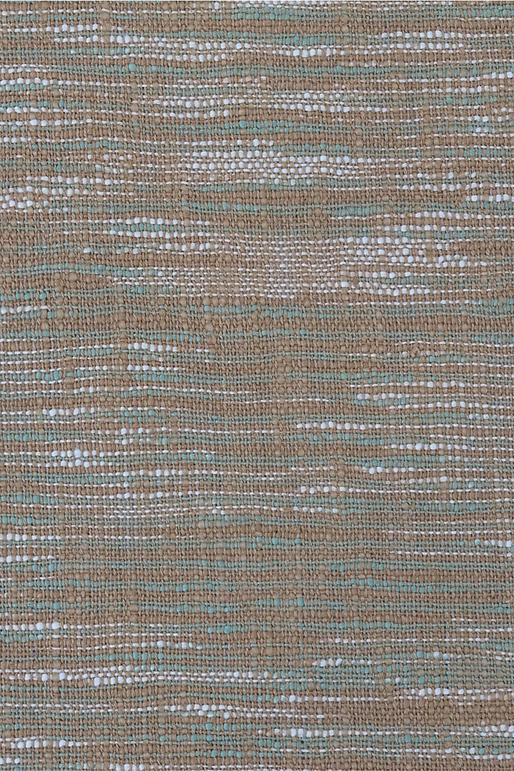 Light Brown & Sage Green Cotton Handloom Woven Bedcover by Design Gaatha