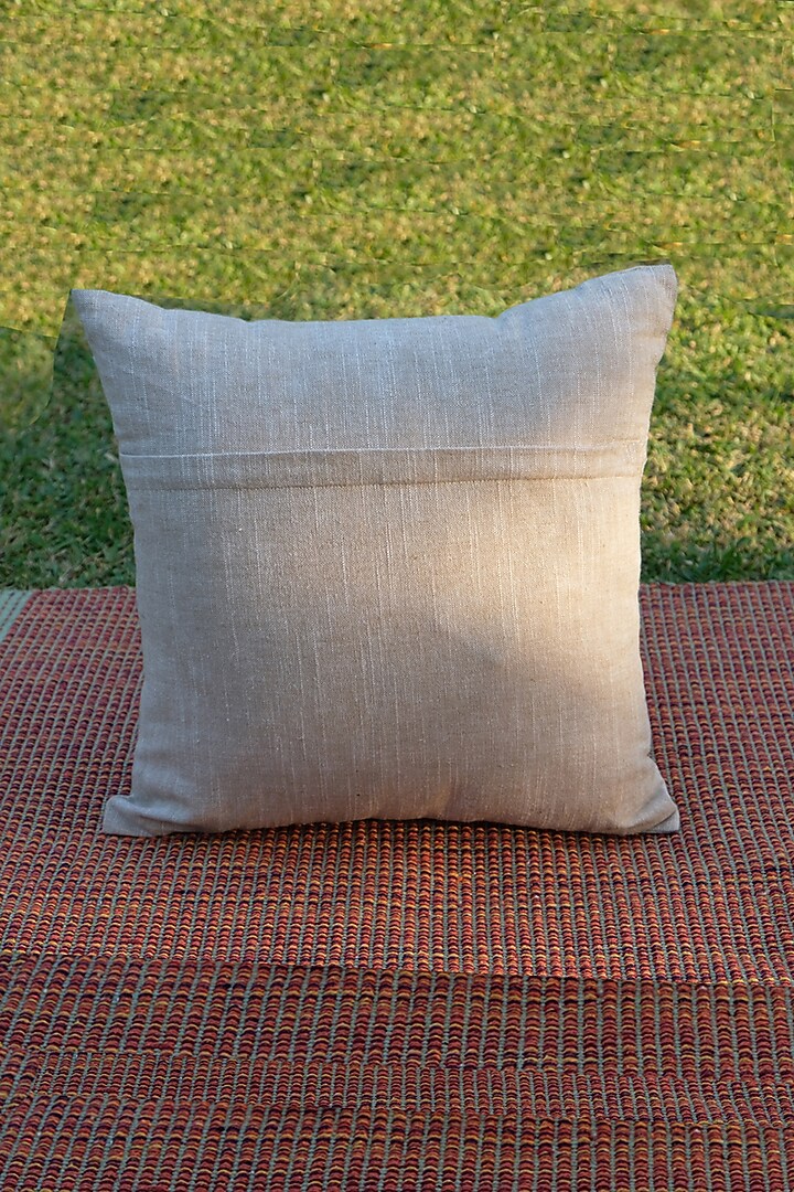 Beige & Off-White Cotton Dori Embroidered Cushion Cover by Design Gaatha at Pernia's Pop Up Shop