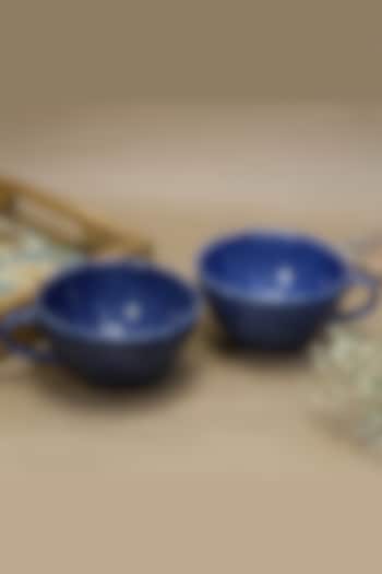 Blue Ceramic Bowls (Set Of 2) by Design Gaatha