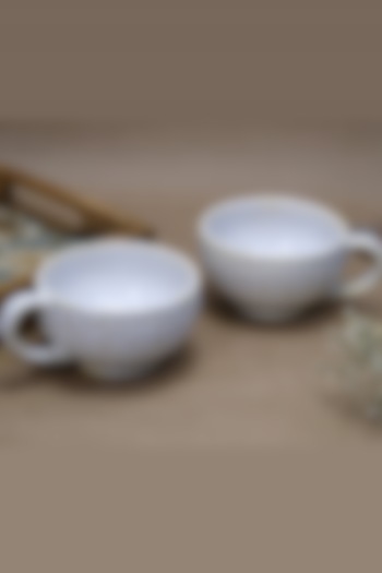White Ceramic Bowls (Set Of 2) by Design Gaatha