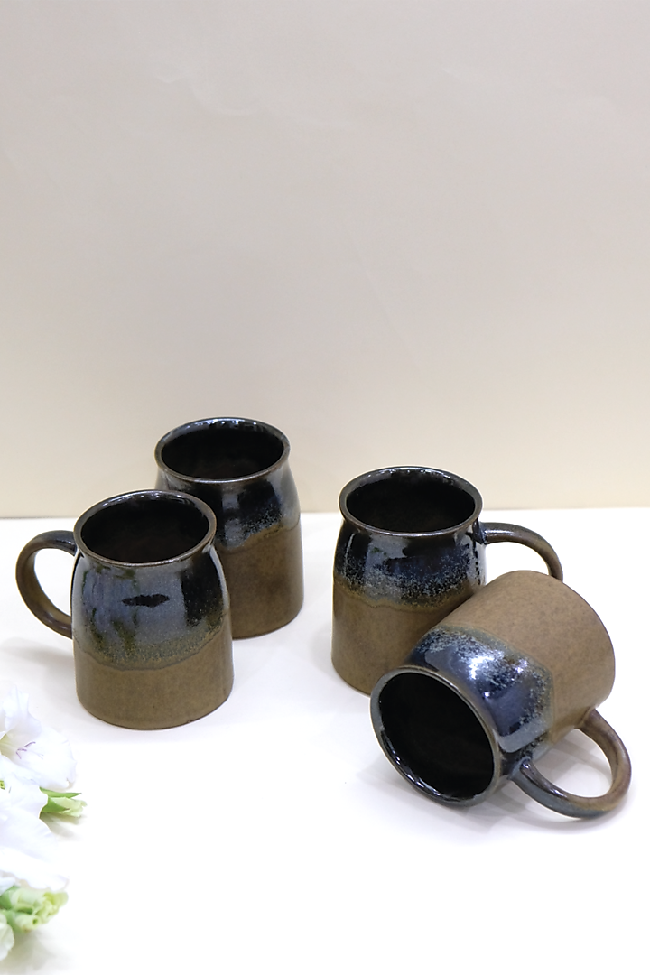 Brown Glazed Ceramic Mugs by Design Gaatha