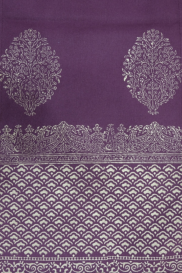 Purple & Golden Cotton Canvas Hand Block Printed Table Runner by Design Gaatha at Pernia's Pop Up Shop