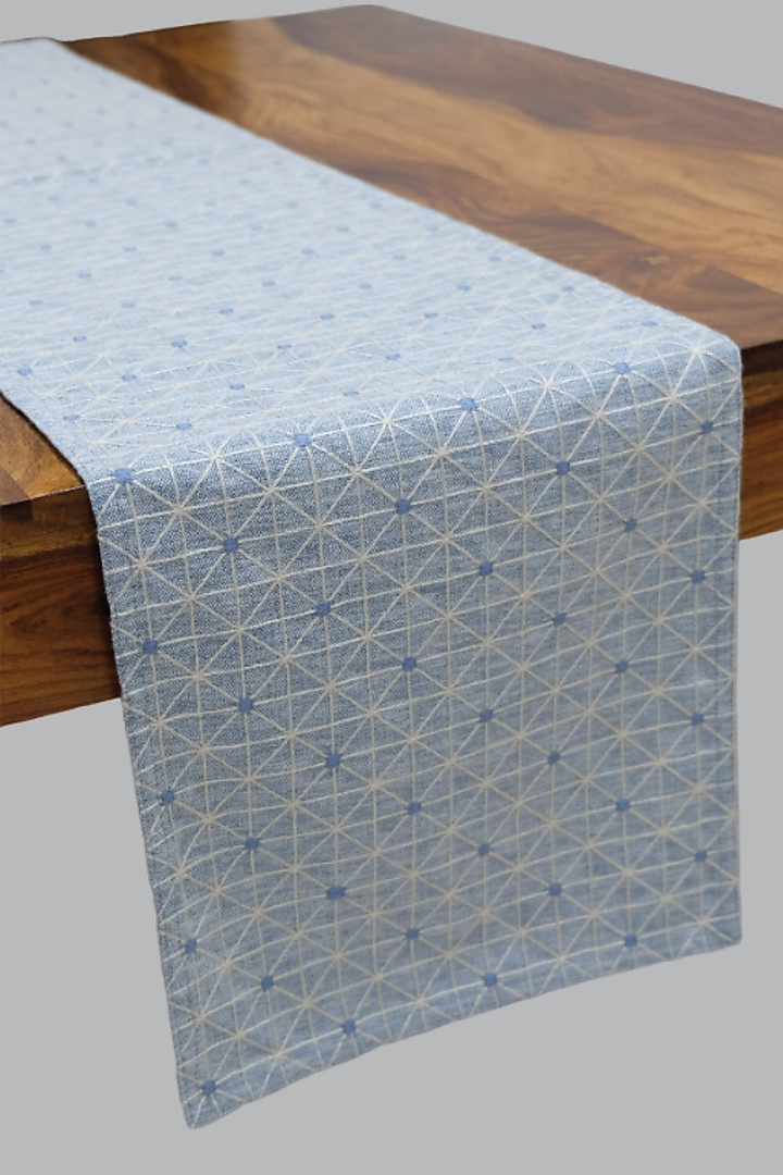 Blue Cotton Yarn Dyed Table Runner by Design Gaatha at Pernia's Pop Up Shop