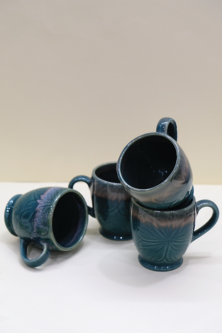 Glazed Teal Blue Ceramic Mugs by Design Gaatha