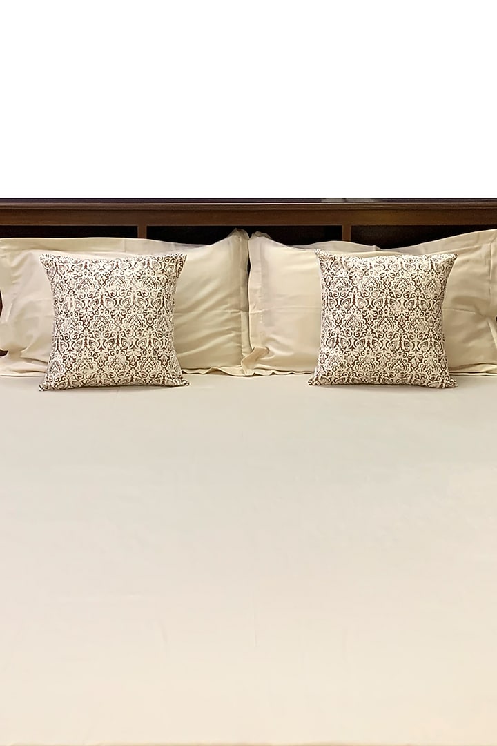 Beige Cotton King Bedsheet Set (Set Of 5) by Design Gaatha at Pernia's Pop Up Shop