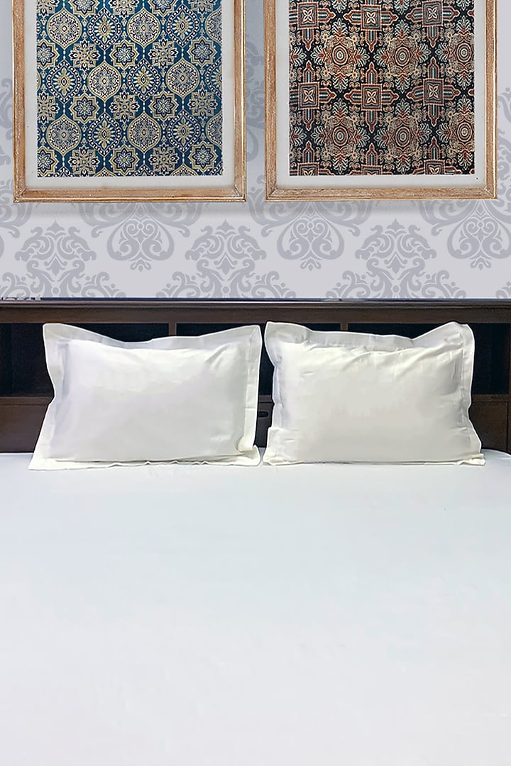 Off-White Cotton King Bedsheet Set (Set Of 3) by Design Gaatha at Pernia's Pop Up Shop