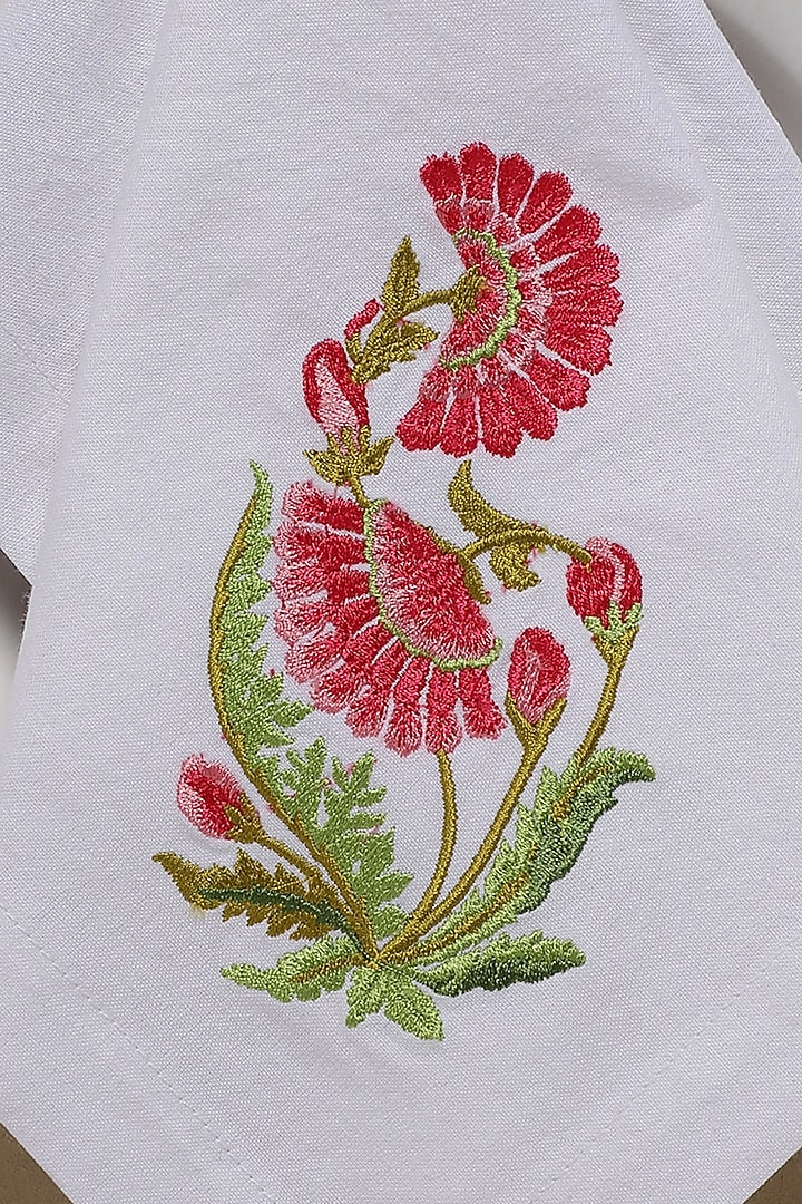 Cream Hand Embroidered Table Napkins (Set of 4) by Design Gaatha at Pernia's Pop Up Shop