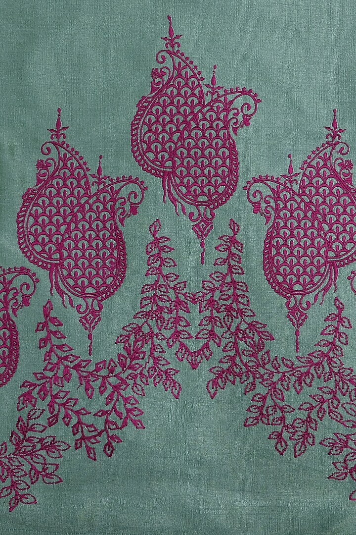 Sea Green & Fuchsia Paisley Embroidered Table Runner by Design Gaatha at Pernia's Pop Up Shop