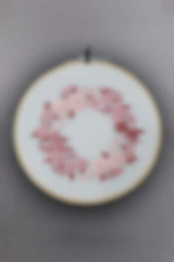 Cream Floral Hand Embroidered Hoop Wall Hanging by Design Gaatha at Pernia's Pop Up Shop