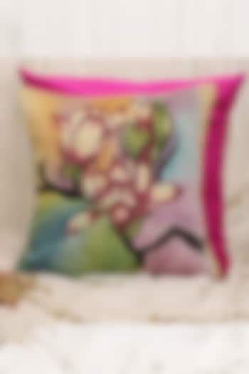 Pink & Multi-Colored Hand Painted Cushion Covers (Set of 2) by Design Gaatha at Pernia's Pop Up Shop