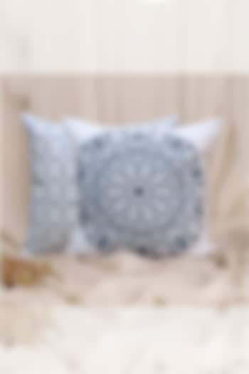 White & Blue Printed Cushion Covers (Set of 2) by Design Gaatha at Pernia's Pop Up Shop