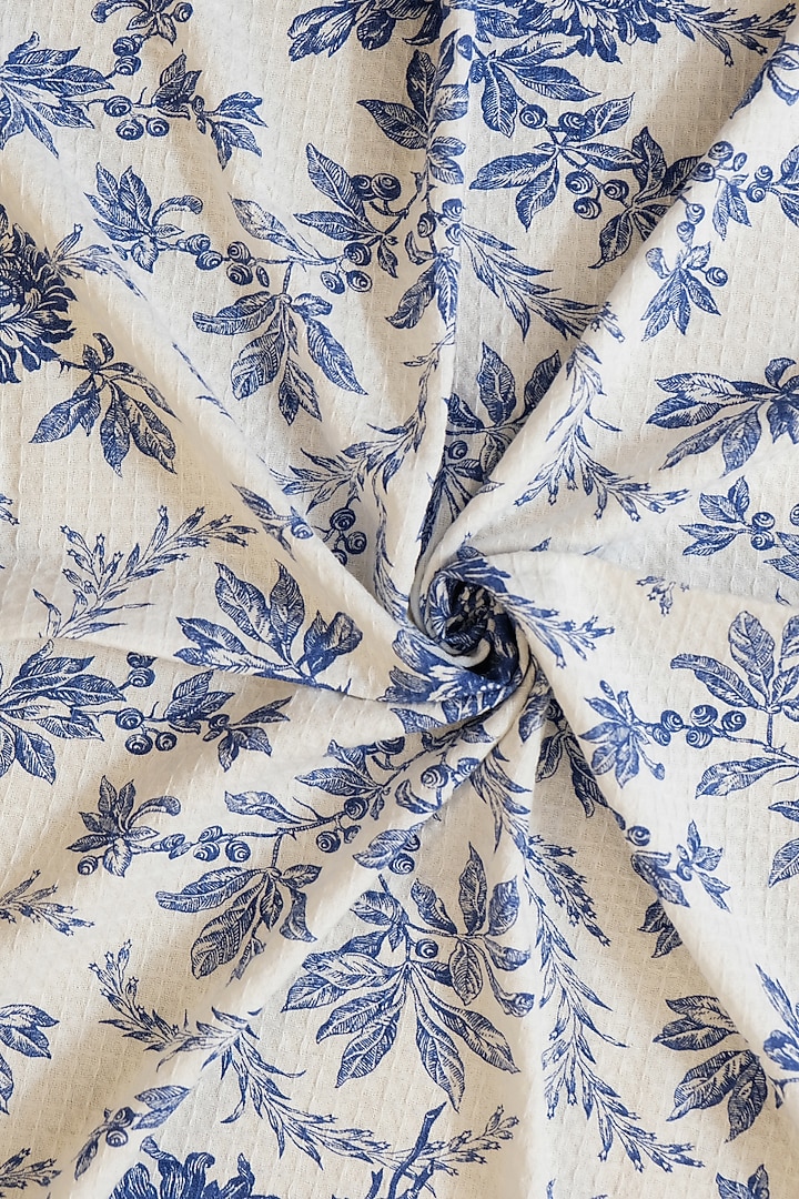 Cream & Blue Floral Printed Bath Linen (Set Of 4) by Design Gaatha at Pernia's Pop Up Shop