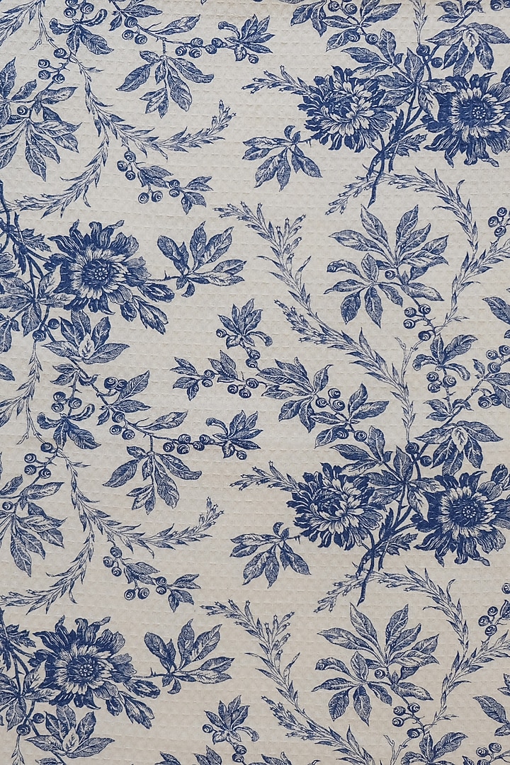 Cream & Blue Floral Printed Bath Linen (Set Of 4) by Design Gaatha at Pernia's Pop Up Shop