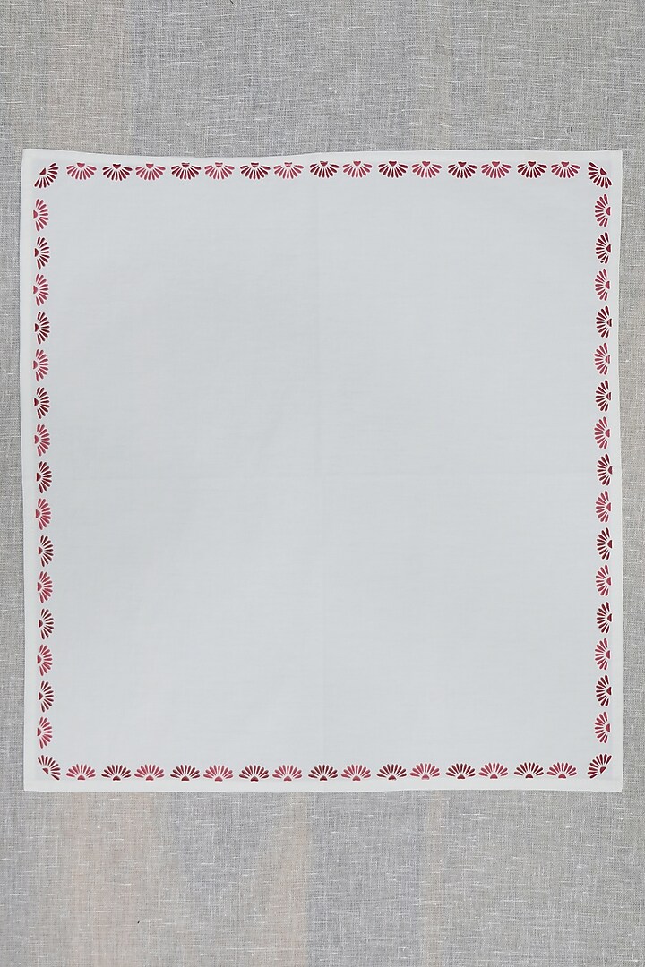Off-White & Maroon Cotton Floral Printed Table Napkin Set by Design Gaatha at Pernia's Pop Up Shop