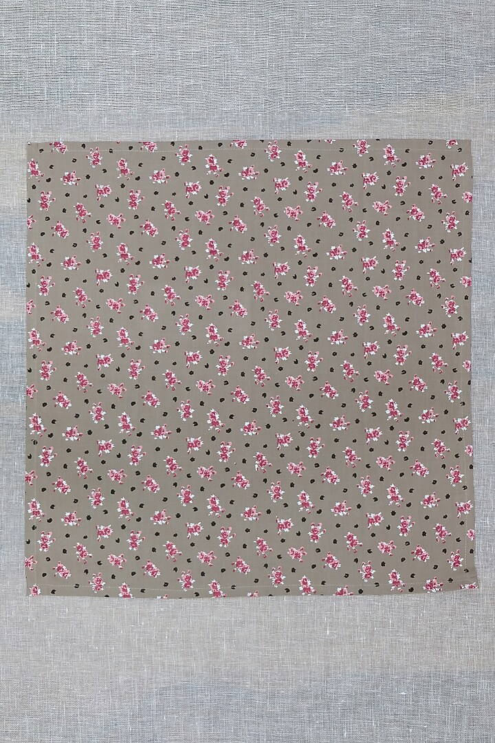 Light Brown Cotton Floral Printed Table Napkins Set by Design Gaatha at Pernia's Pop Up Shop