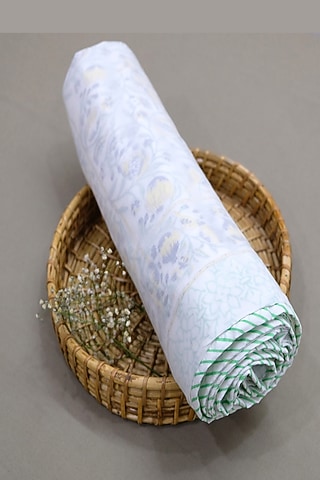 Yellow Pure Cotton Hand Block Printed Dohar by Design Gaatha