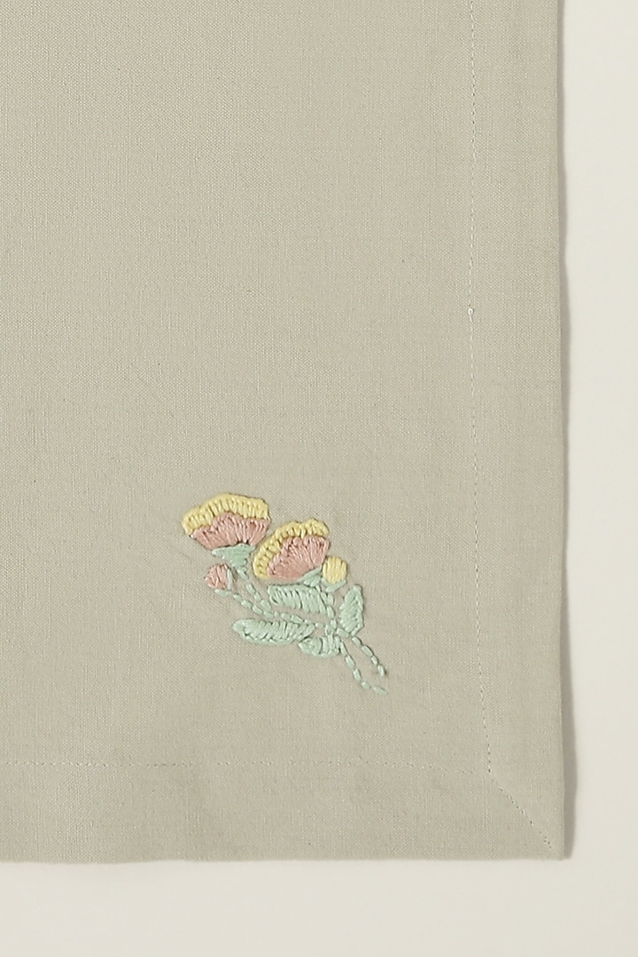 Beige Pure Cotton Floral Hand Embroidered Dinner Napkin Set by Design Gaatha at Pernia's Pop Up Shop