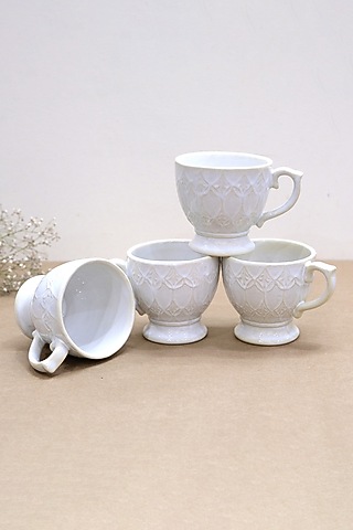 White Ceramic Cup Set by Design Gaatha