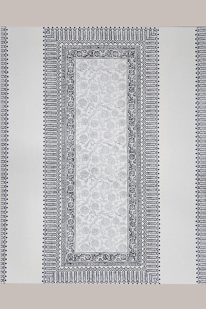 White & Indigo Cotton Hand Block Printed Table cloth by Design Gaatha at Pernia's Pop Up Shop